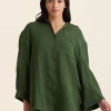 Ashley Textured Cotton Oversized Shirt