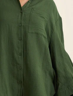 Ashley Textured Cotton Oversized Shirt