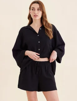Ashley Textured Cotton Oversized Boxer Short
