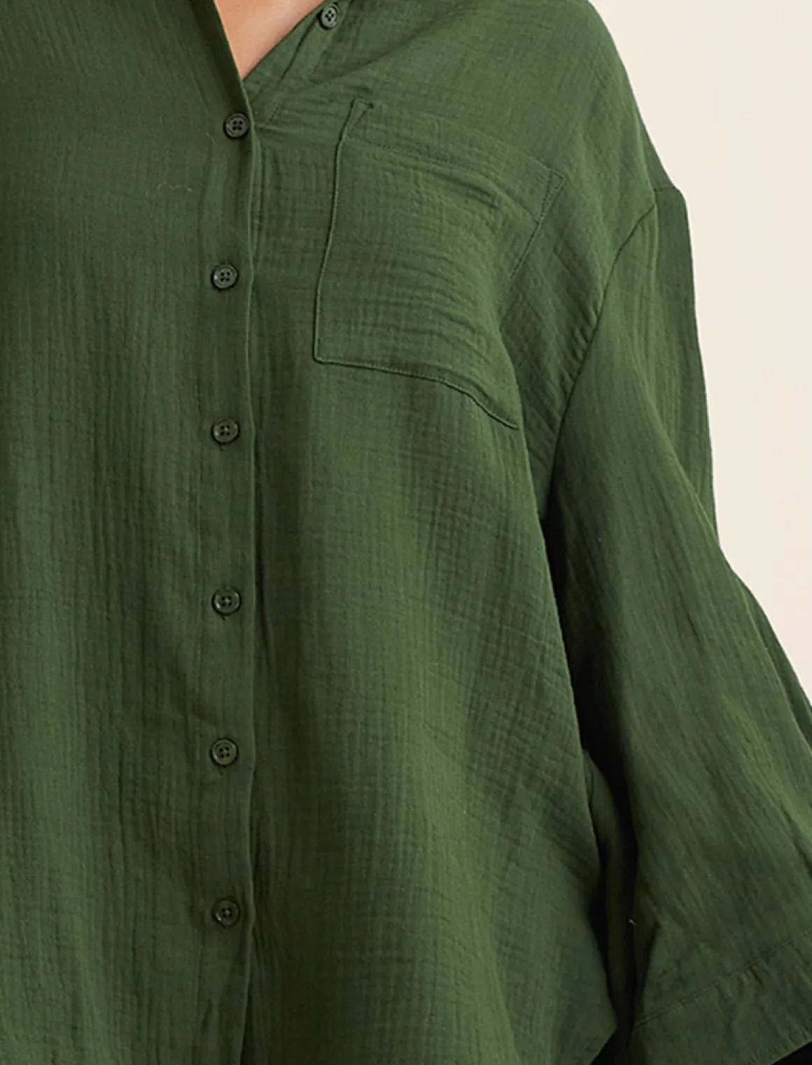 Ashley Textured Cotton Oversized Shirt
