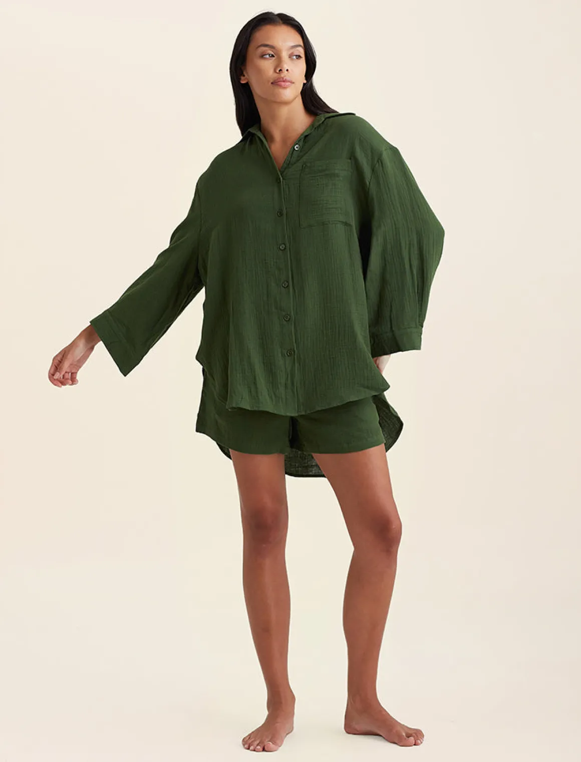 Ashley Textured Cotton Oversized Shirt