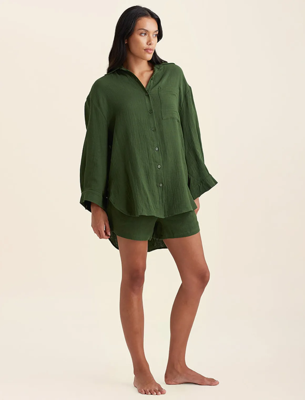 Ashley Textured Cotton Oversized Shirt