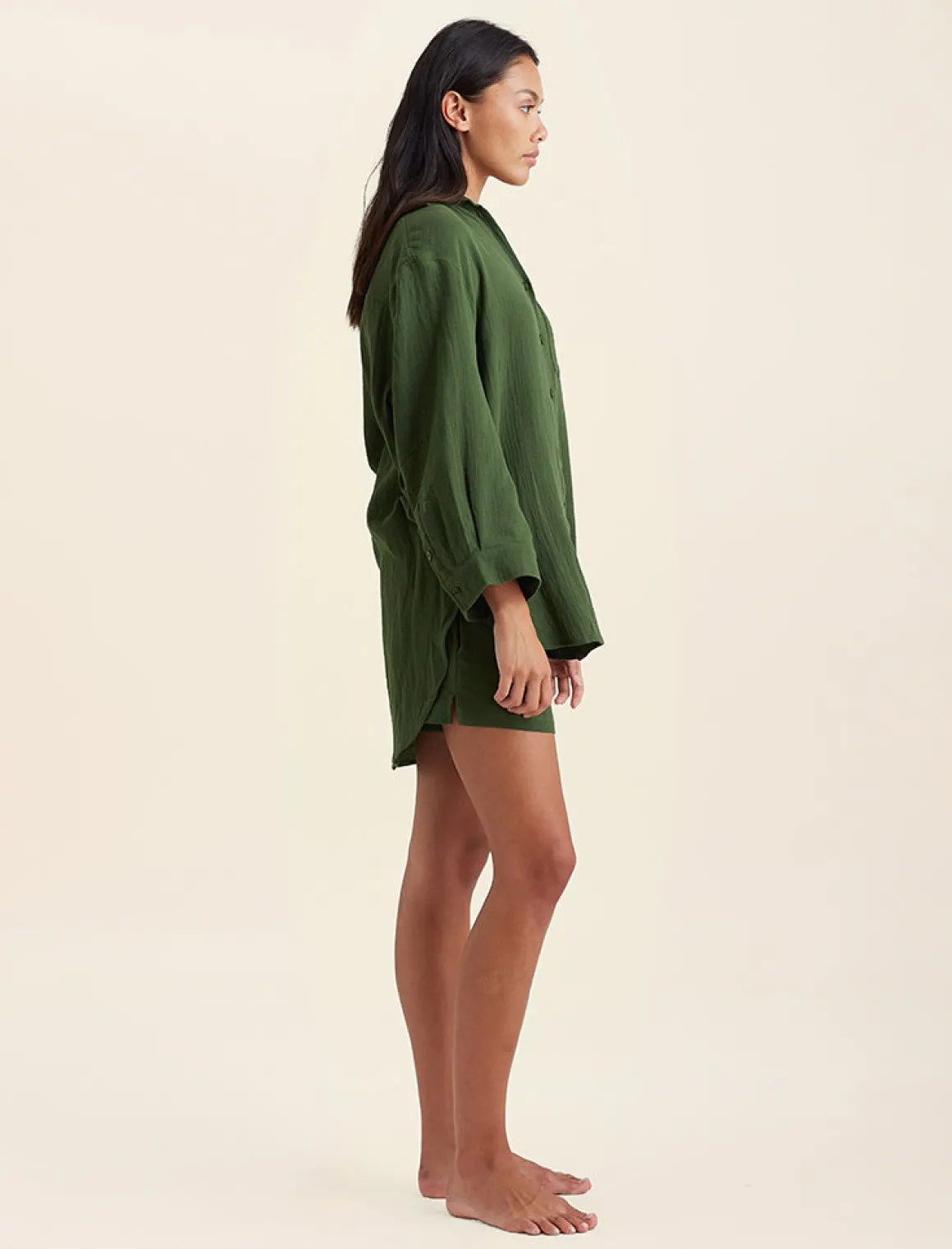 Ashley Textured Cotton Oversized Shirt