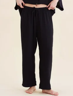 Ashley Textured Cotton Wide Leg Pant