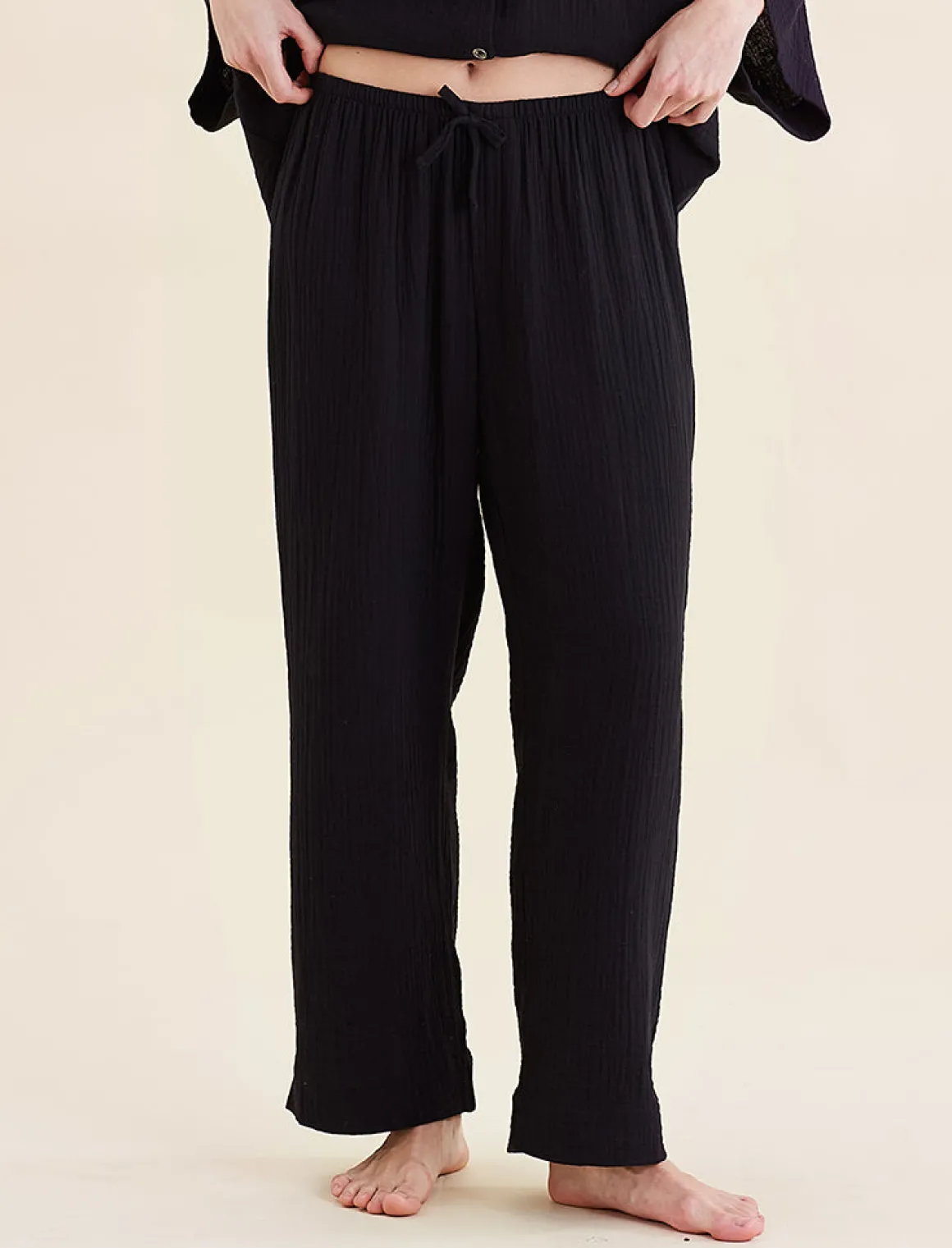 Ashley Textured Cotton Wide Leg Pant