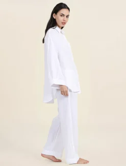 Ashley Textured Cotton Wide Leg Pant