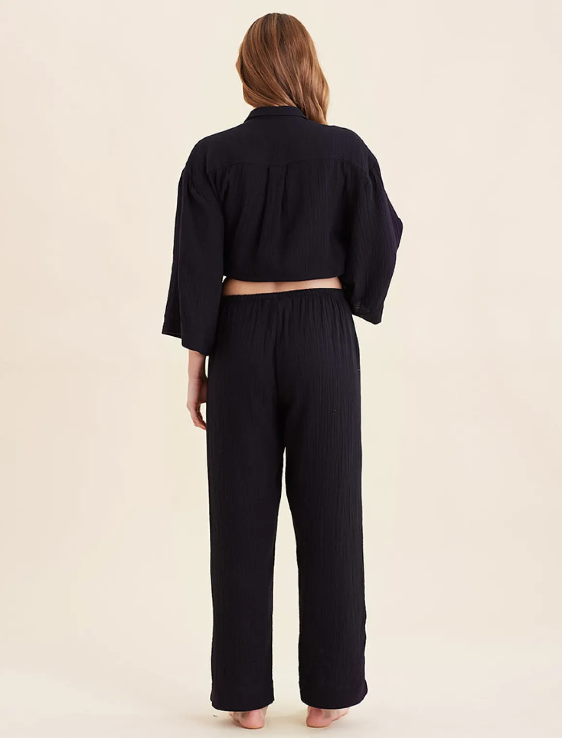 Ashley Textured Cotton Wide Leg Pant