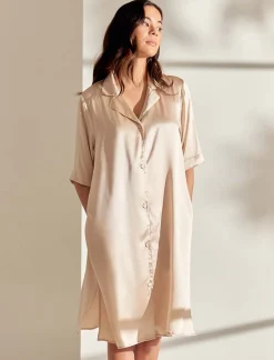 Audrey Washable Silk Short Sleeve Nightshirt