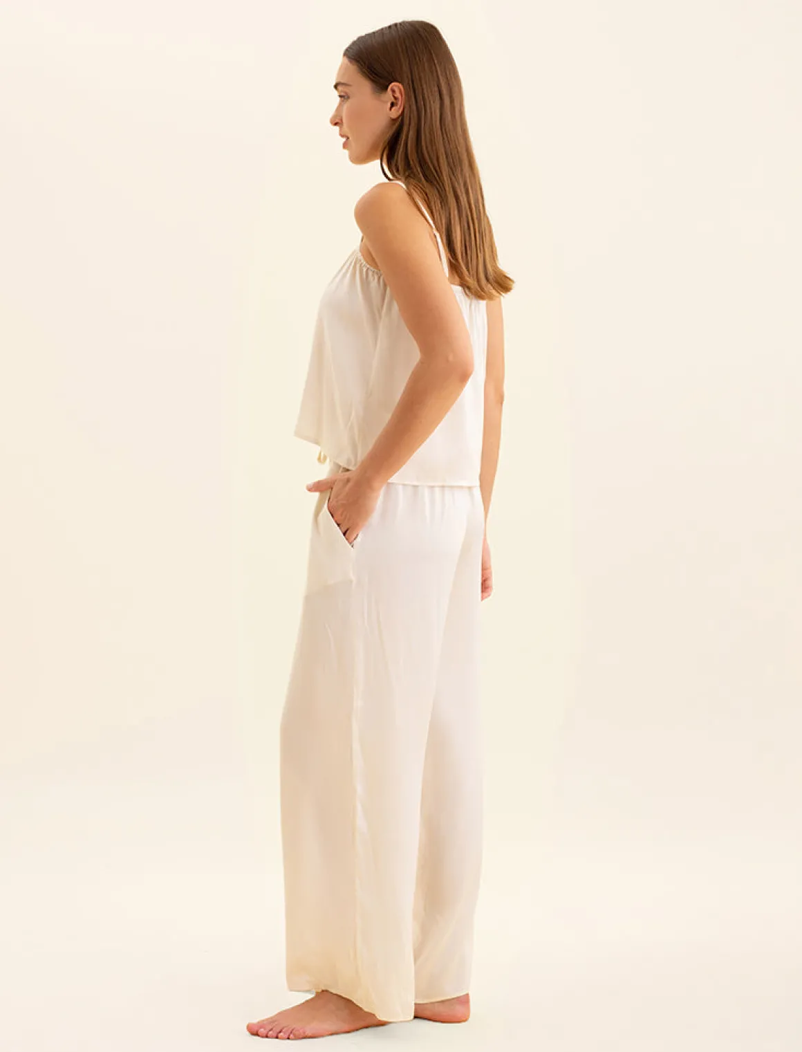 Audrey Washable Silk Wide Leg Pants