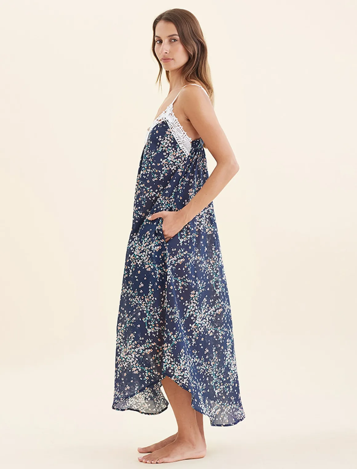 Cheri Blossom Lace Front Maxi Nightie