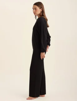 Cotton Cashmere Crew Neck Long Sleeve Top