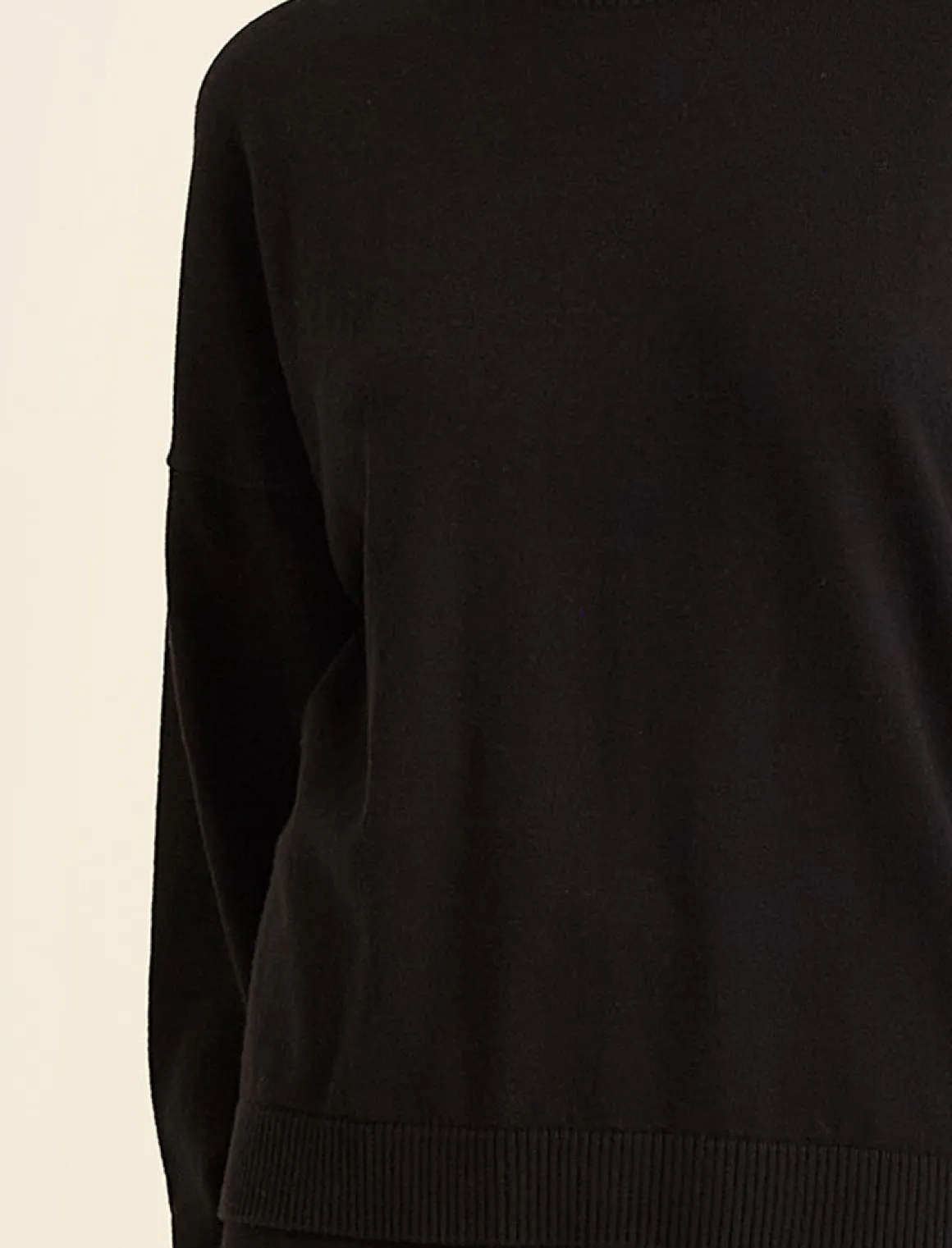 Cotton Cashmere Crew Neck Long Sleeve Top