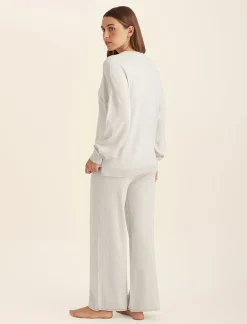 Cotton Cashmere Crew Neck Long Sleeve Top