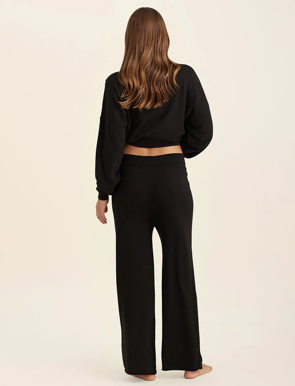 Cotton Cashmere Crew Neck Long Sleeve Top
