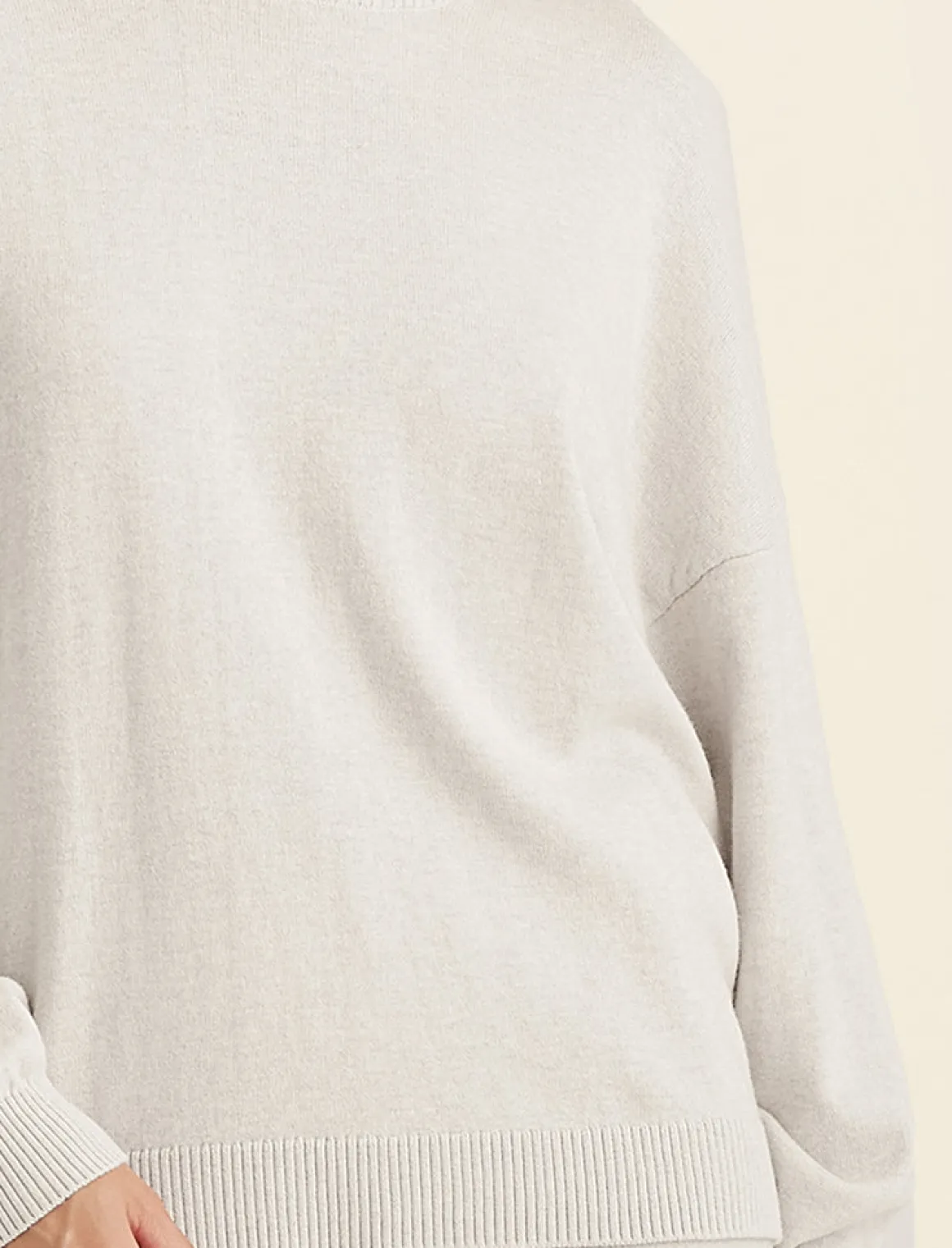 Cotton Cashmere Crew Neck Long Sleeve Top