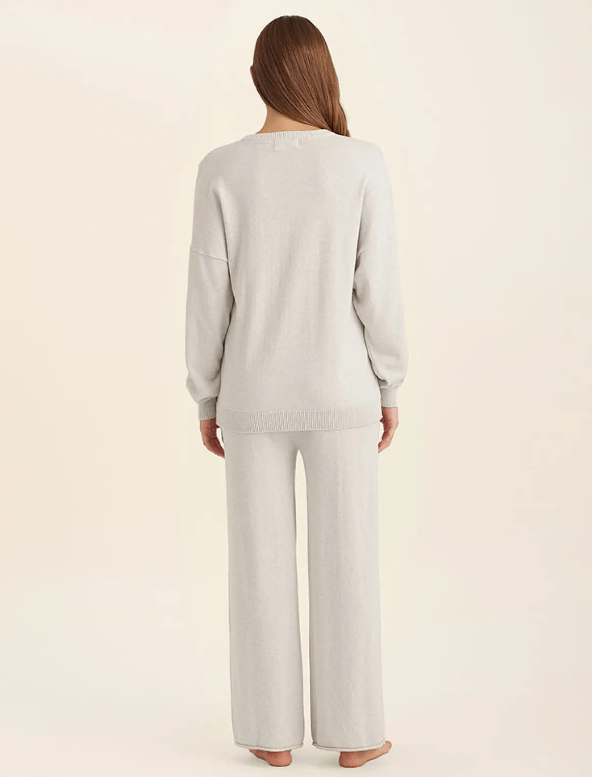 Cotton Cashmere Crew Neck Long Sleeve Top