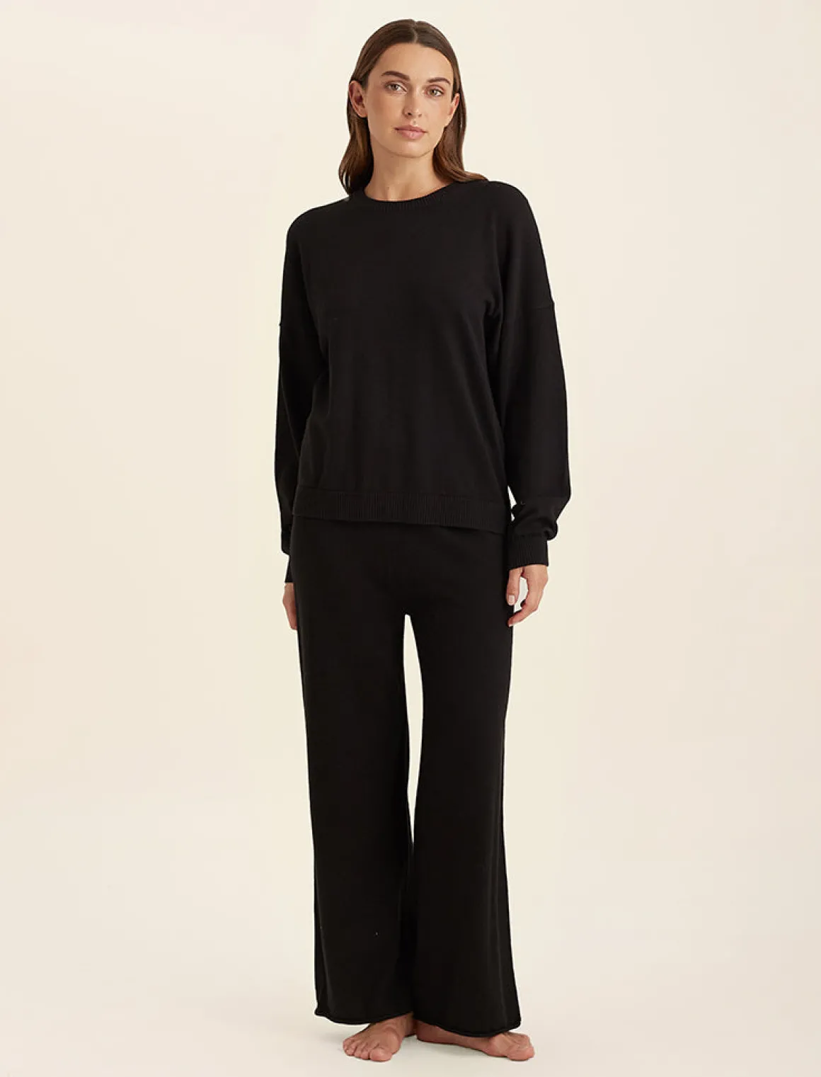 Cotton Cashmere Straight Leg Pant