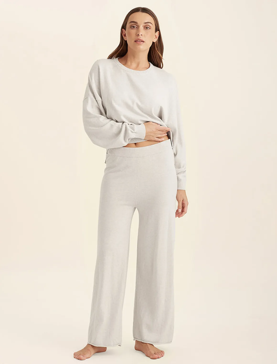 Cotton Cashmere Straight Leg Pant
