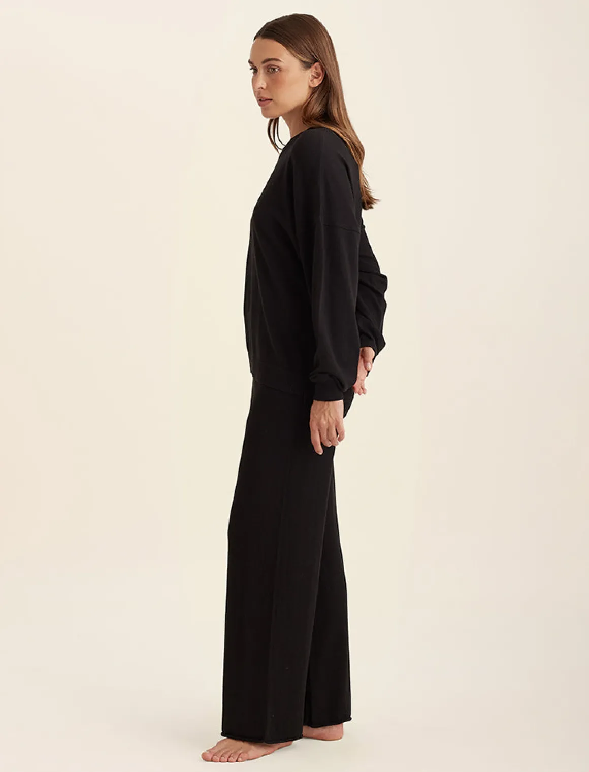 Cotton Cashmere Straight Leg Pant