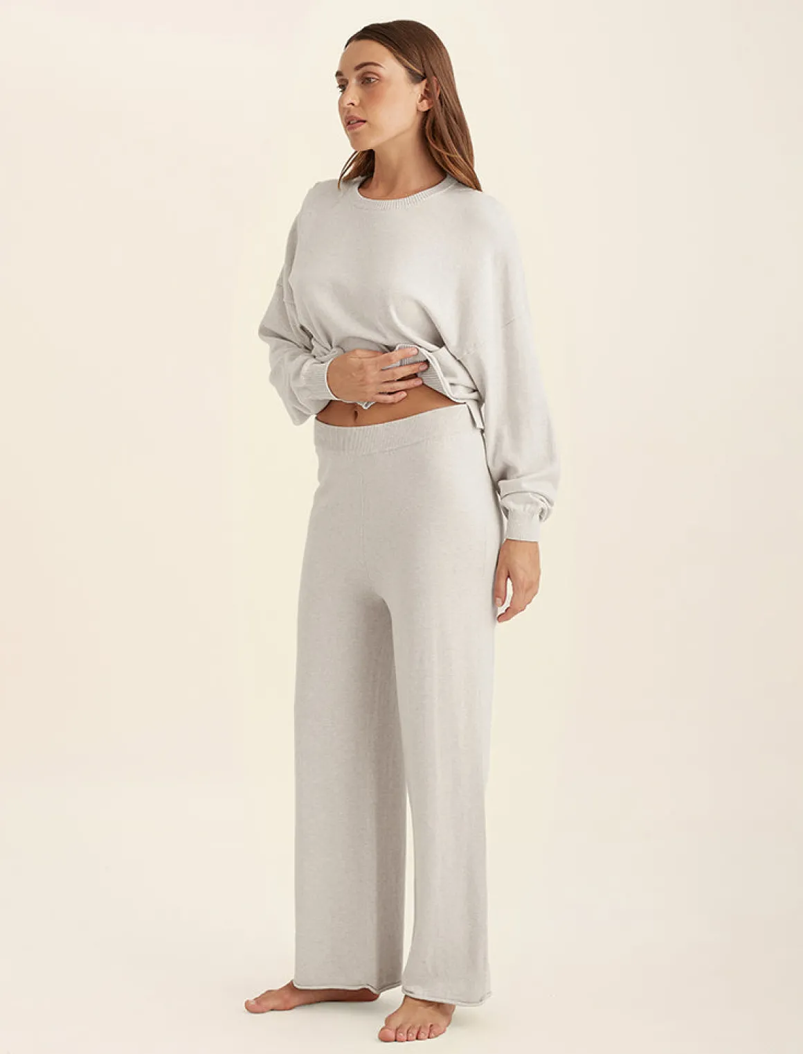 Cotton Cashmere Straight Leg Pant