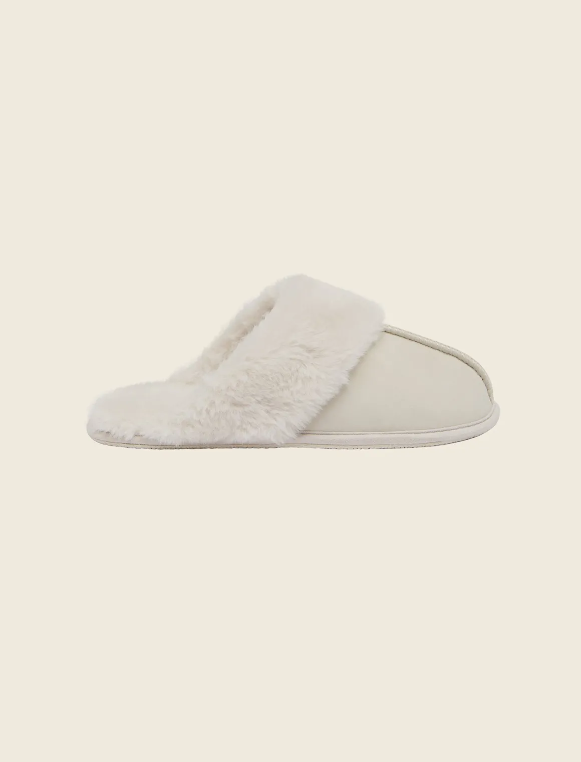 Fur Trim Suedette Slides