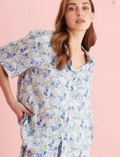 Lily Jane Satin Short Sleeve Shirt