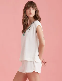 Luxe Waffle Tennis Logo Tank