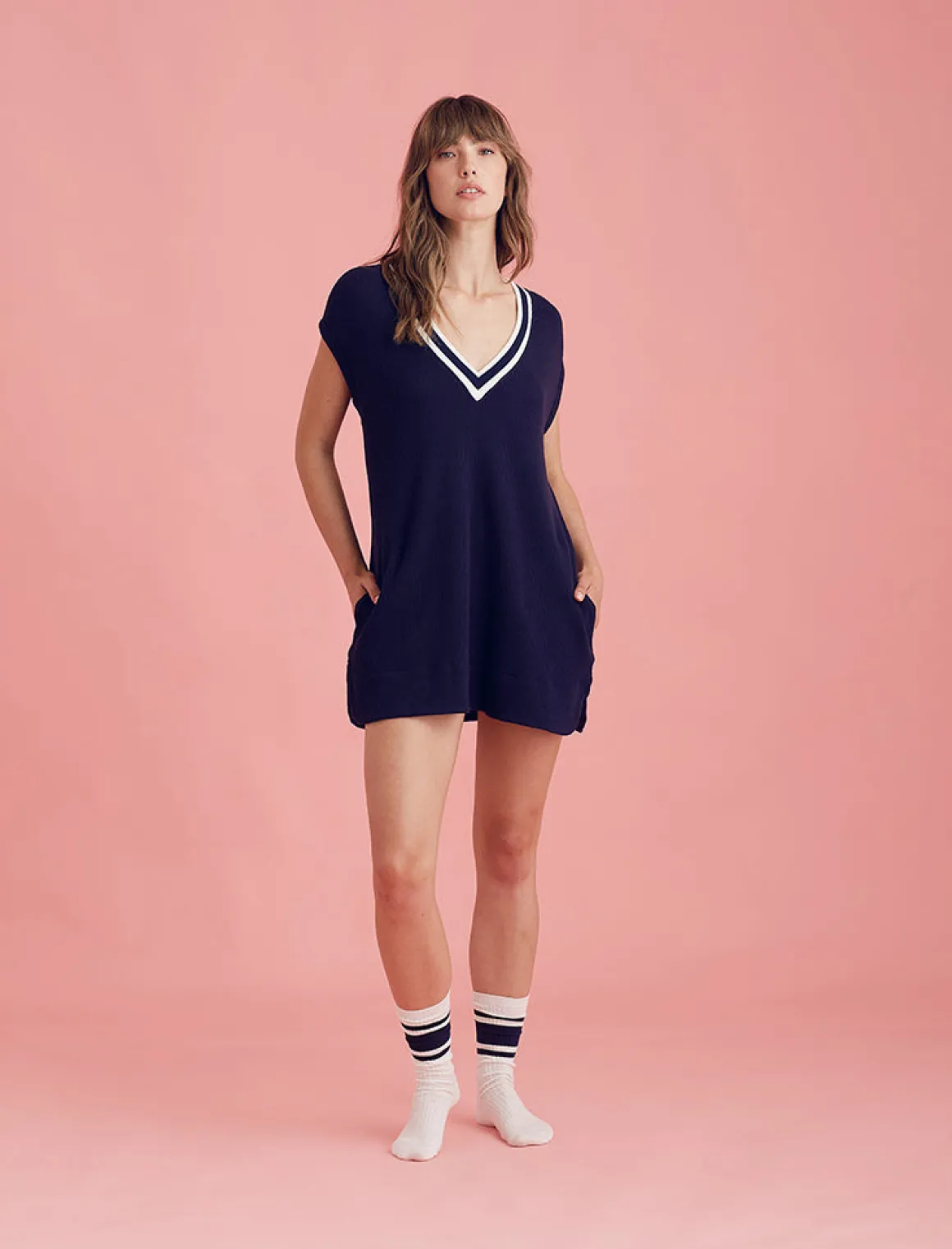 Luxe Waffle Tennis Tank Dress