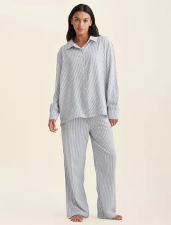 Sabine Seersucker Stripe Boyfriend Shirt