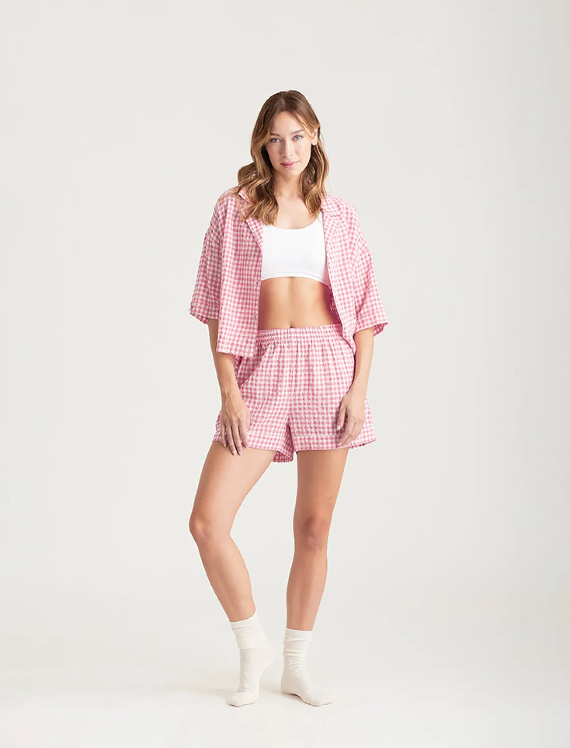 Seersucker Gingham Boxer PJ Set