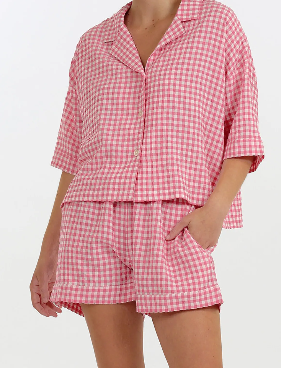 Seersucker Gingham Boxer PJ Set