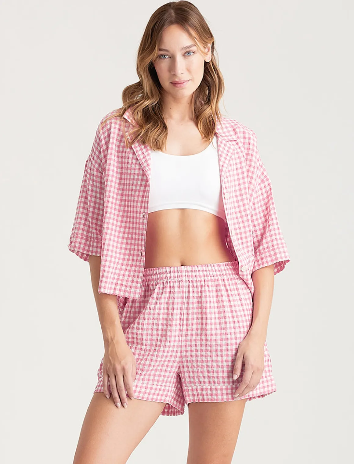 Seersucker Gingham Boxer PJ Set