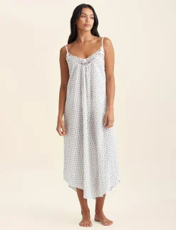 Swiss Dot Lace Front Maxi Nightie