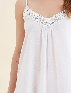 Swiss Dot Lace Front Maxi Nightie