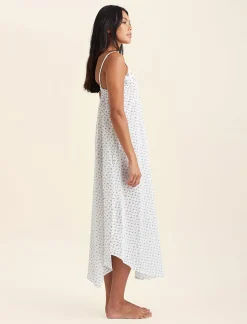 Swiss Dot Lace Front Maxi Nightie