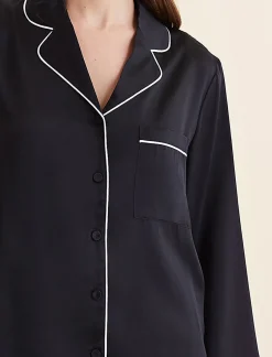 Sylvie Silk Piped Full Length PJ