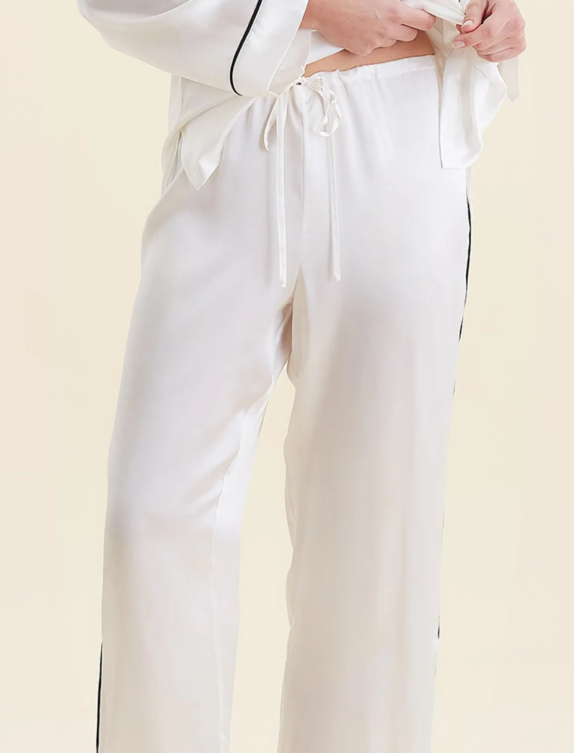 Sylvie Silk Piped Full Length PJ