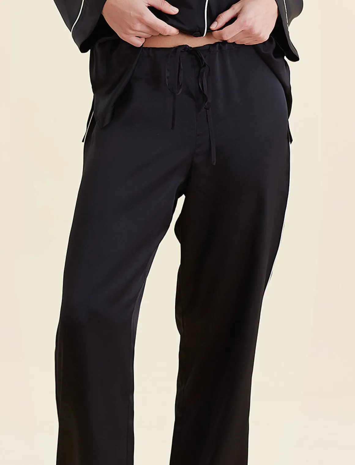 Sylvie Silk Piped Full Length PJ