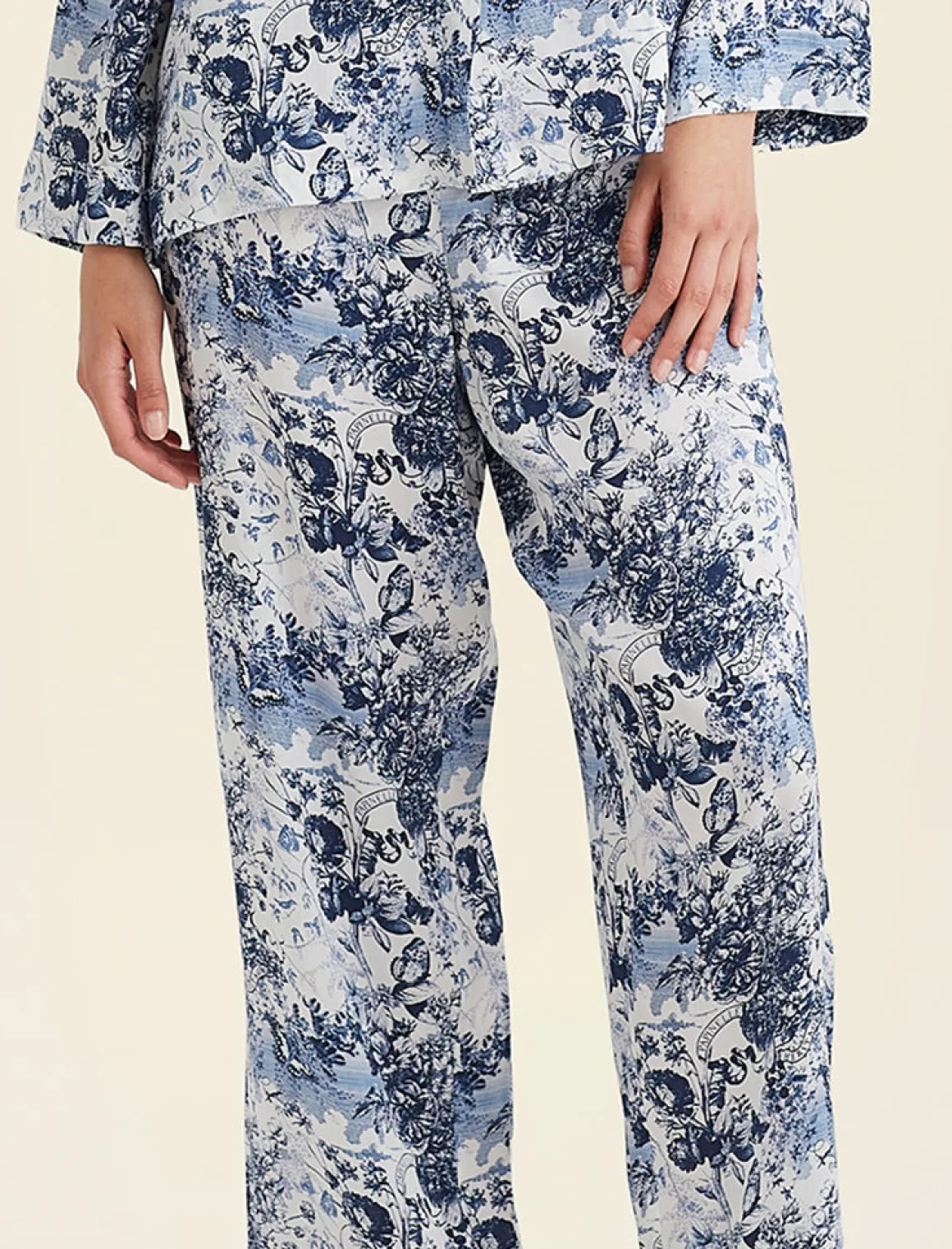 Toile De Jouy Pure Silk Full Length PJ Set