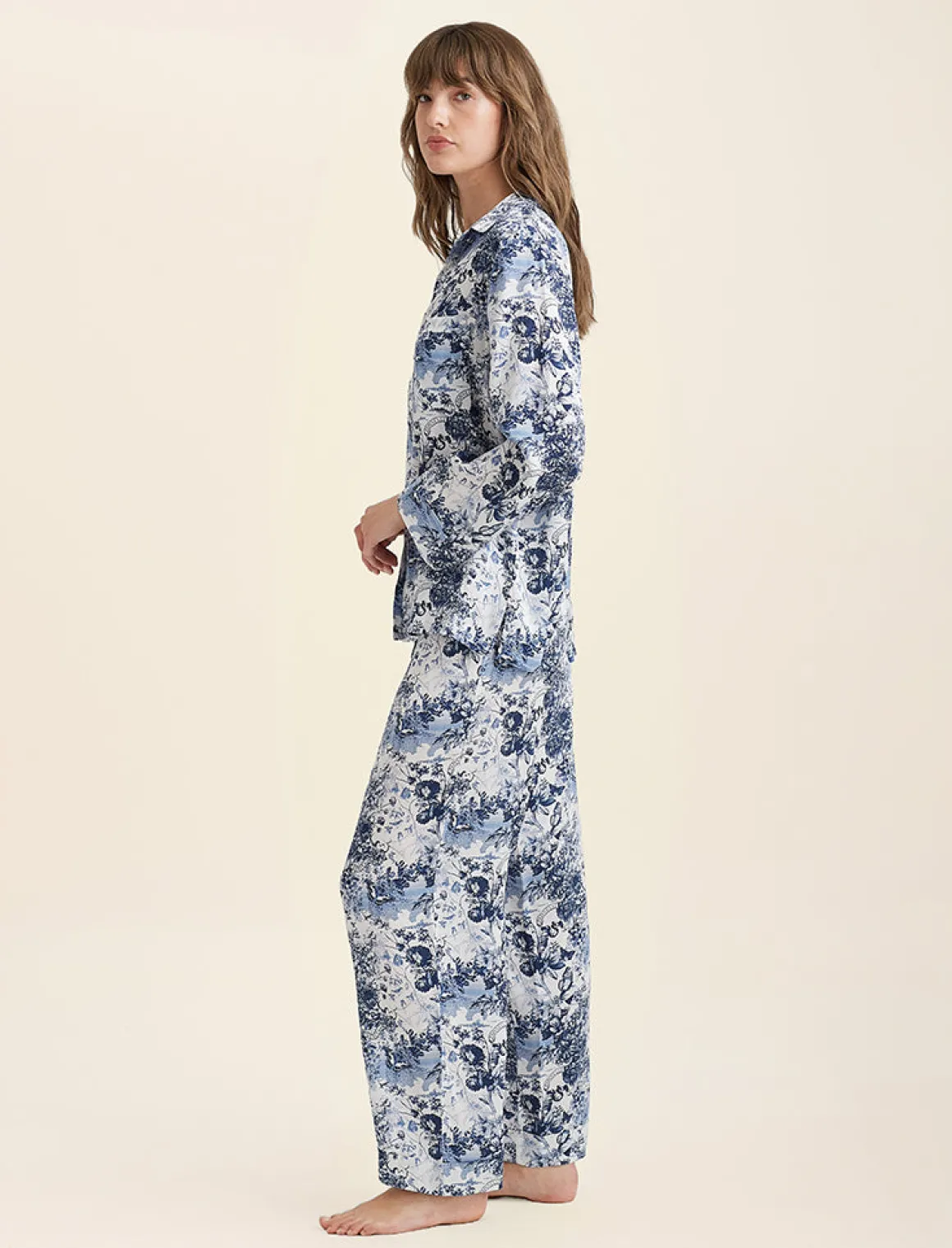 Toile De Jouy Pure Silk Full Length PJ Set