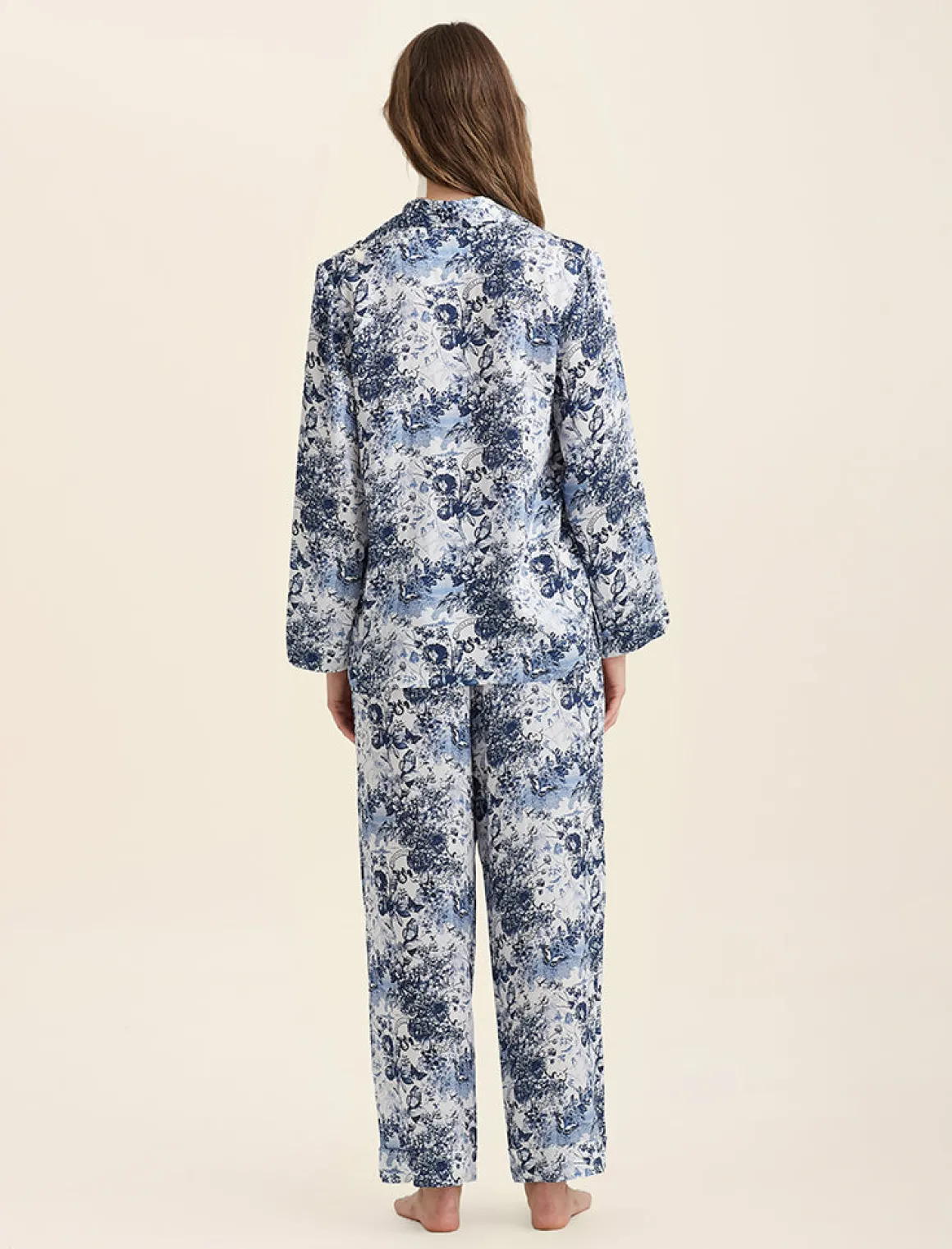 Toile De Jouy Pure Silk Full Length PJ Set